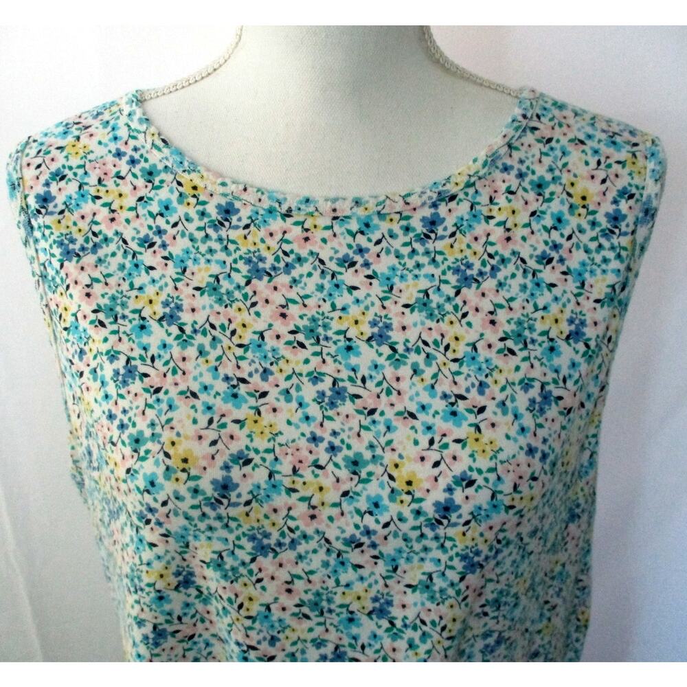 Croft & Barrow Women's Sleeveless Blue Floral Print Tank Shirt Size XL - Picture 2 of 9